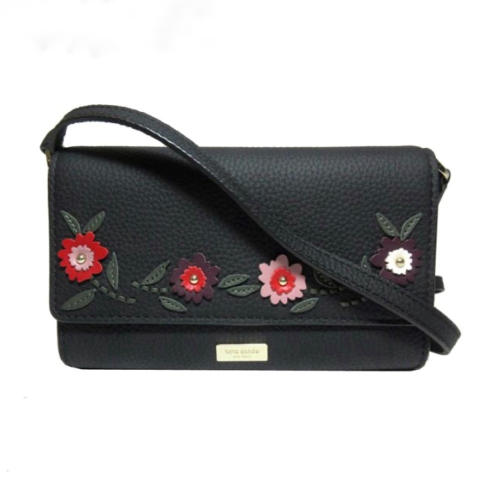 Kate Spade Laurel Way Embellished
 Floral crossbody Black small bag